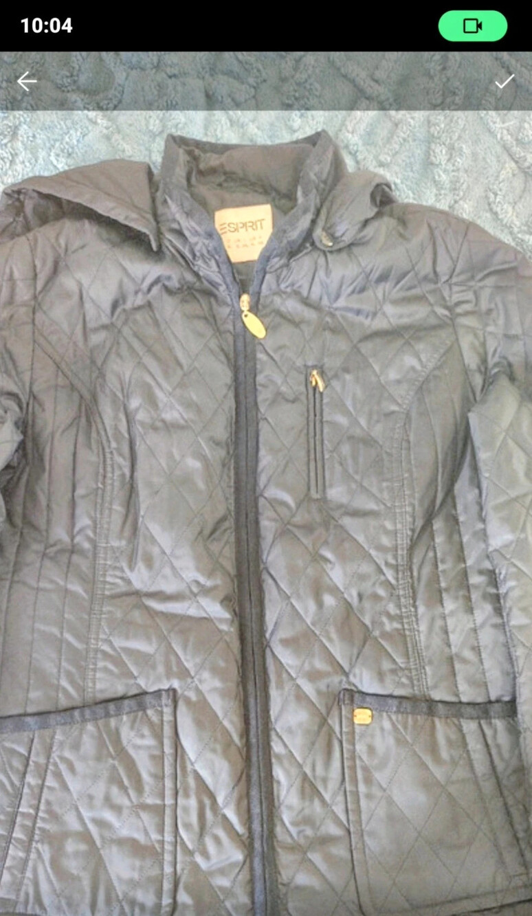 Esprit lightweight Navy hooded quilted jacket XL